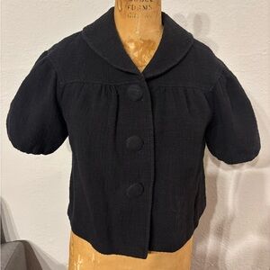 Vintage Kenar Texturedt Cotton Short Sleeve Cropped Swing Jacket Women’s Size 6
